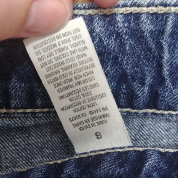 American Eagle | Y2K Coachella Daisy Dukes Gold Sequin Denim Blue Jean Shorts 6 - Picture 8 of 10